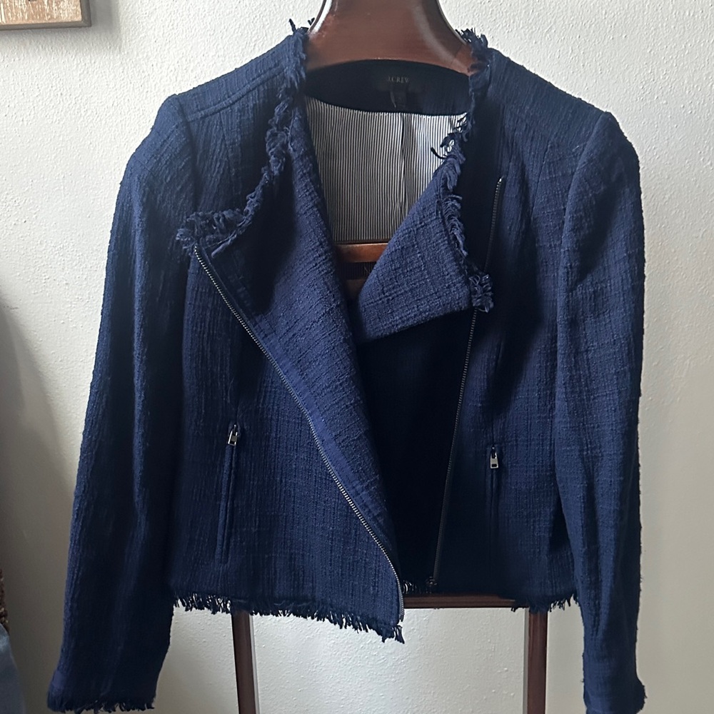 J. Crew Navy Frayed Blazer